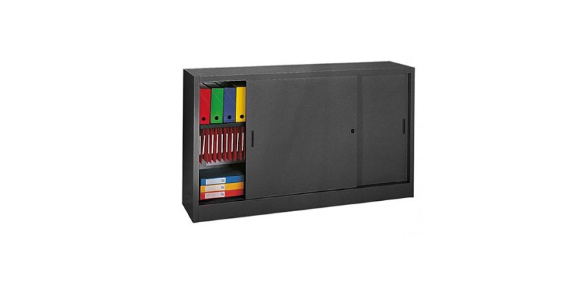 Armoire basse en métal à portes coulissantes H 105 P 45 cm grand volume
