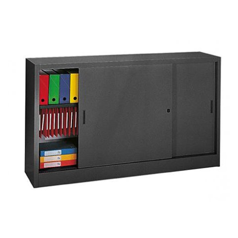 Armario de oficina metálico desmontable Gran volumen Alt. 105 x An. 180 x Fon 45 cm Antracita Puerta corredera