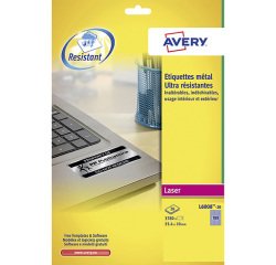Pak 3780 uiterst stevige etiketten Avery L 6008 25,4 x 10 mm metaalgrijs voor laserpinter