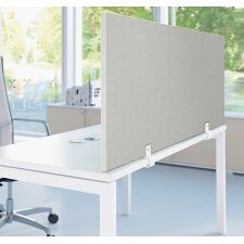 Écran de séparation B-Zen bois antibactérien H 60 cm - avec fixations couleur aluminium pour bureau individuel