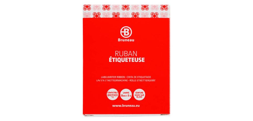 Ruban laminé 18 mm blanc écriture noire