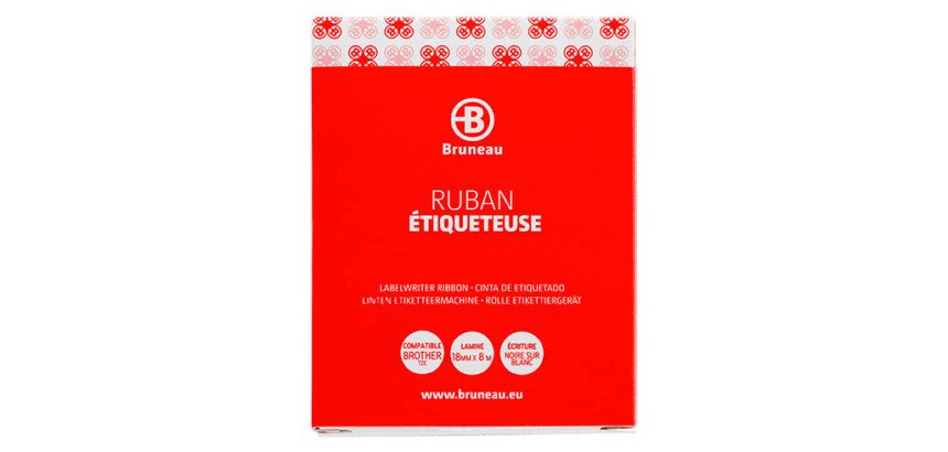 Ruban laminé 18 mm blanc écriture noire