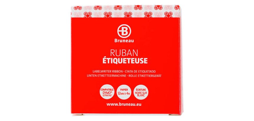 Ruban papier 12 mm blanc écriture noire