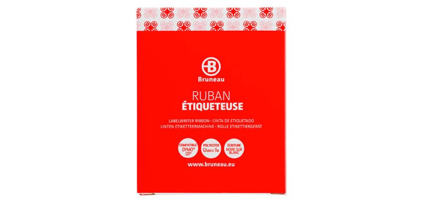 Band Polyester 12 mm weiß mit schwarzem Text - kompatibel mit Dymo D1