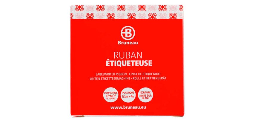 Ribbon plastic 12 mm white with black text - compatible with Dymo