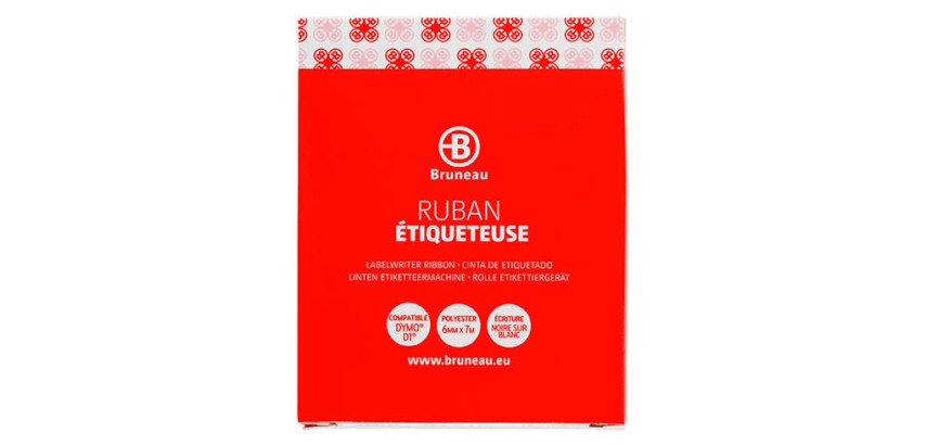 Ruban polyester 6 mm blanc écriture noire