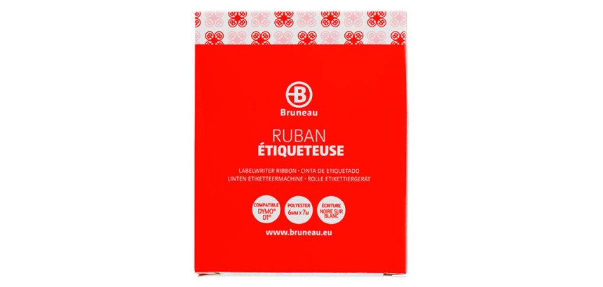 Cinta Bruneau poliéster 6 mm 7m  blanco negro escritura - Dymo D1 43613
