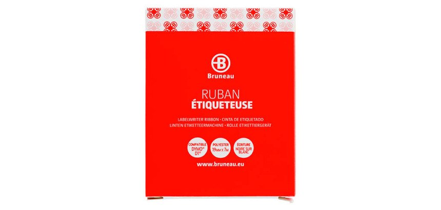 Cinta Bruneau poliéster 19 mm x 7 m blanco negro escritura - Dymo D1 45803