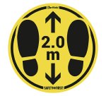 Señal adhesiva para suelo áspero "Mantener las distancias de seguridad 2 metros" - bolsa de 2 señales