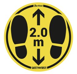 Señal adhesiva para suelo áspero "Mantener las distancias de seguridad 2 metros" - bolsa de 2 señales