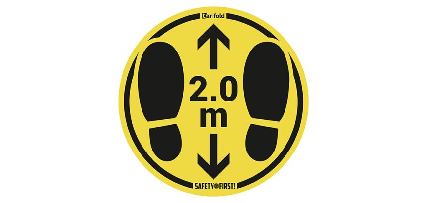 Señal adhesiva para suelo áspero "Mantener las distancias de seguridad 2 metros" - bolsa de 2 señales