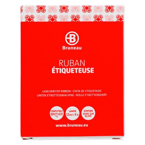 Cinta Bruneau 12 mm x 8 m blanco escritura negro - Brother TZE 231