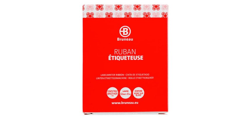 Ruban laminé 12 mm blanc écriture noire