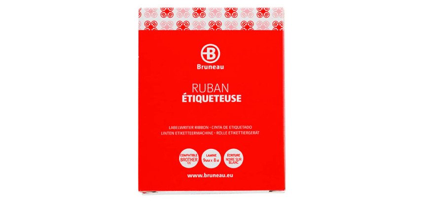 Ruban laminé 9 mm blanc écriture noire