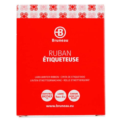 Cinta Bruneau laminada 9 mm x 8 m blanco negro escritura - Brother TZE 221