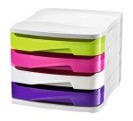 Module de classement Cep Gloss coffre blanc - 4 tiroirs opaques multicolores