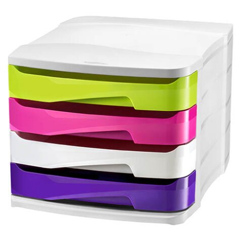 Module de classement Cep Gloss coffre blanc - 4 tiroirs opaques multicolores