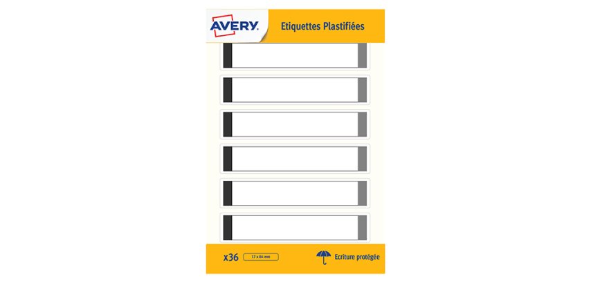 Etiquette plastifiée autocollante Avery 17 x 86 mm - paquet de 36