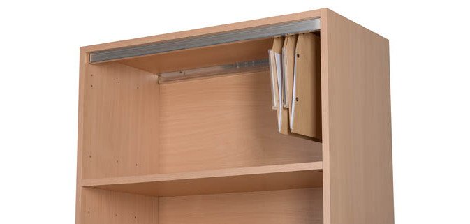 Jeu 2 rails pour dossiers suspendus longueur 75 cm pour tablettes bois L 80 cm