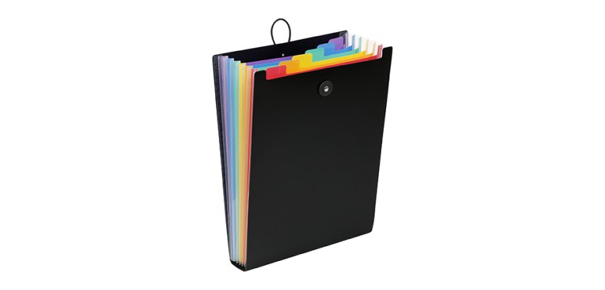 Vertikale Ordnungsmappe Polypropylen Viquel Rainbow 6 Verteilungen schwarz 