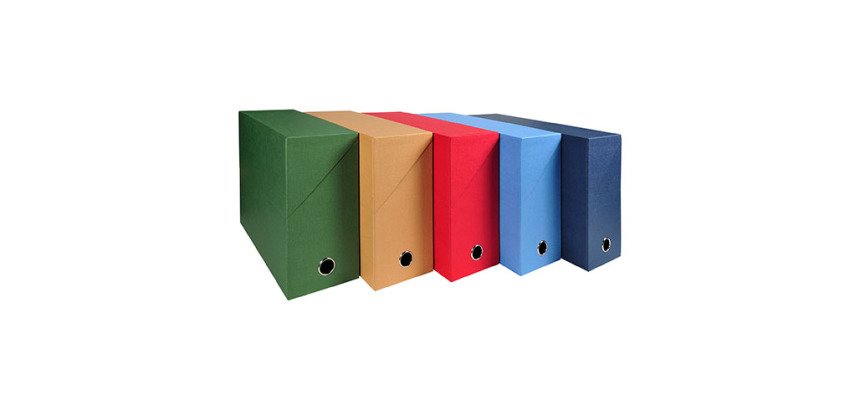 Boîtes de classement carton toilé Exacompta dos 12 cm - couleurs assorties