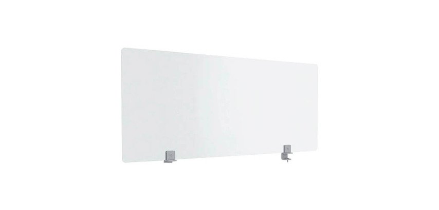 Écran de séparation B-Zen en verre trempé L 140 x H 60 cm - avec fixations pour bureau individuel