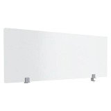 Écran de séparation B-Zen en verre trempé H 60 cm - avec fixations couleur aluminium pour bureau individuel