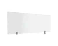 Écran de séparation B-Zen en verre trempé H 60 cm - avec fixations couleur aluminium pour bureau individuel