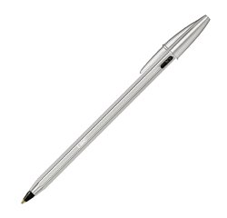 Bolígrafo metálico recargable BIC Cristal ReNew plata mate  + 2  recargas de tinta Negro