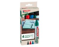 Rotuladores permanentes recargables Ecoline edding E21 - Paquete de 4 colores surtidos