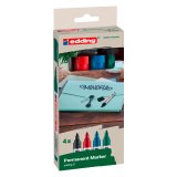 Navulbare permanente marker Edding E21 kogelvormige punt van 1,5 tot 3 assorti kleuren - Set van 4