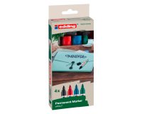 Marqueurs permanents rechargeables Ecoline Edding E21 - Pochette de 4 couleurs assorties