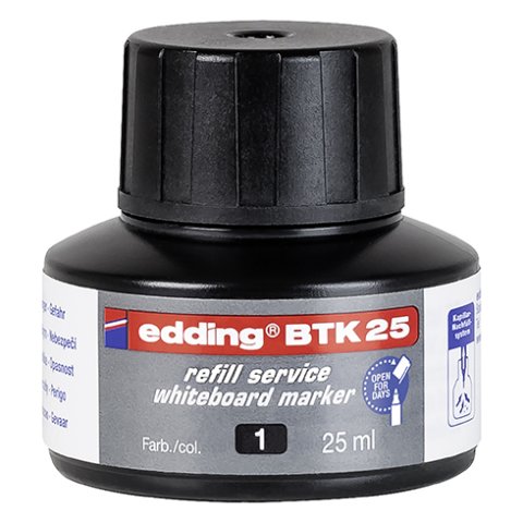 Recarga de tinta para rotulador de pizarra blanca edding BTK 25 - 25 ml negro