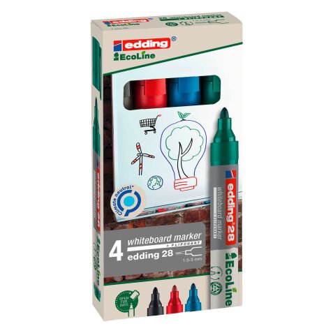 Uitwisbare markers navulbaar Ecoline Edding E28 - hoesje van 4 geassorteerde kleuren