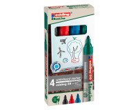 Rotulador de pizarra blanca edding Ecoline E28 - Paquete de 4 colores surtidos