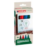 Hervulbare uitwisbare marker Edding E28 kogeltip 1,5 mm - Set van 4 assorti kleuren