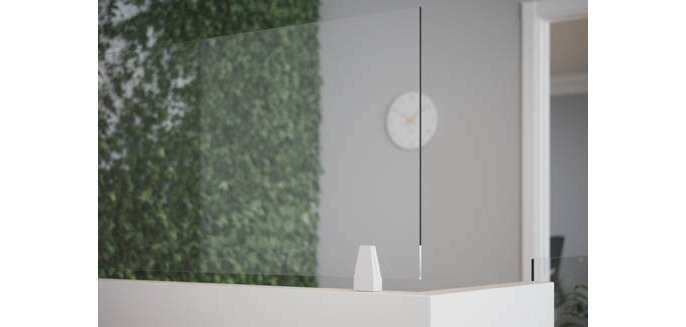 Jeu de 2 fixations adhésives pour panneau écran de protection plexiglass