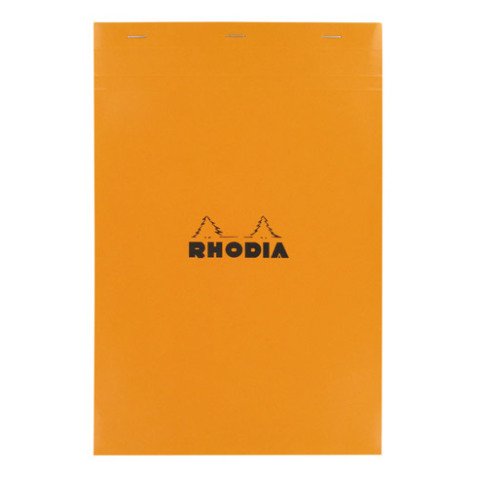 Bloc de bureau Rhodia 21 x 31,8 cm agrafé orange n°19 - quadrillé 5 x 5 - 80 pages