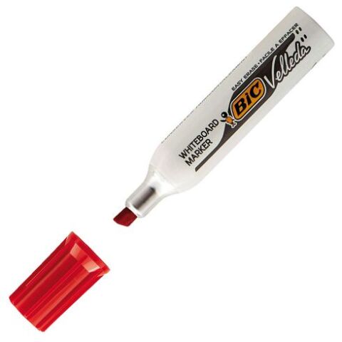 Rotulador de pizarra blanca Bic Velleda 1781 punta biselada rojo
