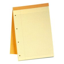 Bloc de bureau Rhodia 21 x 31,8 cm agrafé orange n°119 - jaune ligné - 80 feuilles perforées