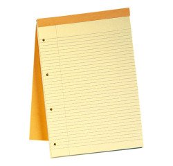 Blocs de bureau Rhodia N°119 format A+ 21 x 31,8 cm perforé 4 trous jaune ligné 80 feuilles