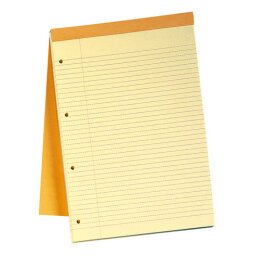 Bloc de bureau Rhodia 21 x 31,8 cm agrafé orange n°119 - jaune ligné - 80 feuilles perforées