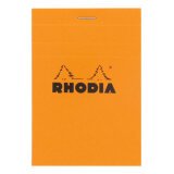Writing block Rhodia orange stapled 80 sheets 5 x 5 n°12 size 8.5 x 12 cm