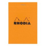 Schrijfblok Rhodia oranje geniet 80 vellen geruit 5 x 5 n°12 formaat 8,5 x 12 cm