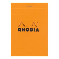 Schrijfblok Rhodia oranje geniet 80 vellen geruit 5 x 5 n°12 formaat 8,5 x 12 cm