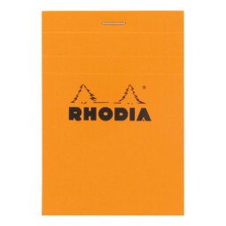 Schrijfblok Rhodia oranje geniet 80 vellen geruit 5 x 5 n°12 formaat 8,5 x 12 cm