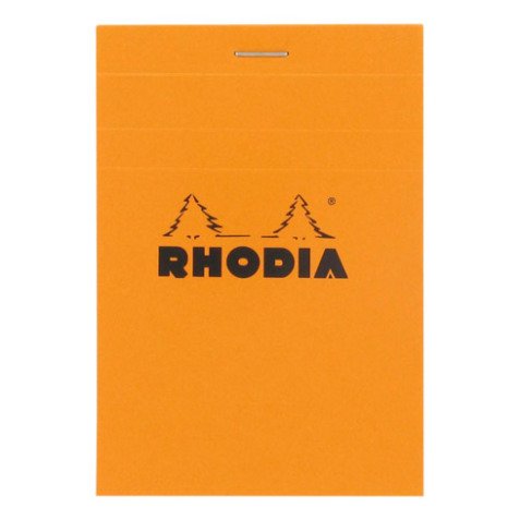 Schrijfblok Rhodia oranje geniet 80 vellen geruit 5 x 5 n°12 formaat 8,5 x 12 cm