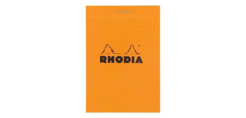 Bloc de bureau Rhodia 8,5 x 12 cm agrafé orange n°12 - quadrillé 5 x 5 - 80 pages