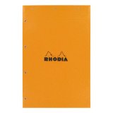 Schrijfblok Rhodia oranje geniet en geperforeerd 4 gaten 80 vellen geruit 5 x 5 n°20 A4+ 21 x 31,8 cm