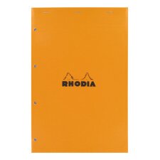 Writing block Rhodia orange stapled and perforated 4 holes 80 sheets 5 x 5 n°20 size A4+ 21 x 31.8 cm